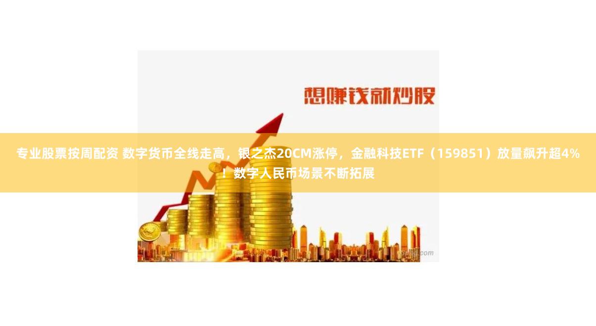 专业股票按周配资 数字货币全线走高，银之杰20CM涨停，金融科技ETF（159851）放量飙升超4%！数字人民币场景不断拓展